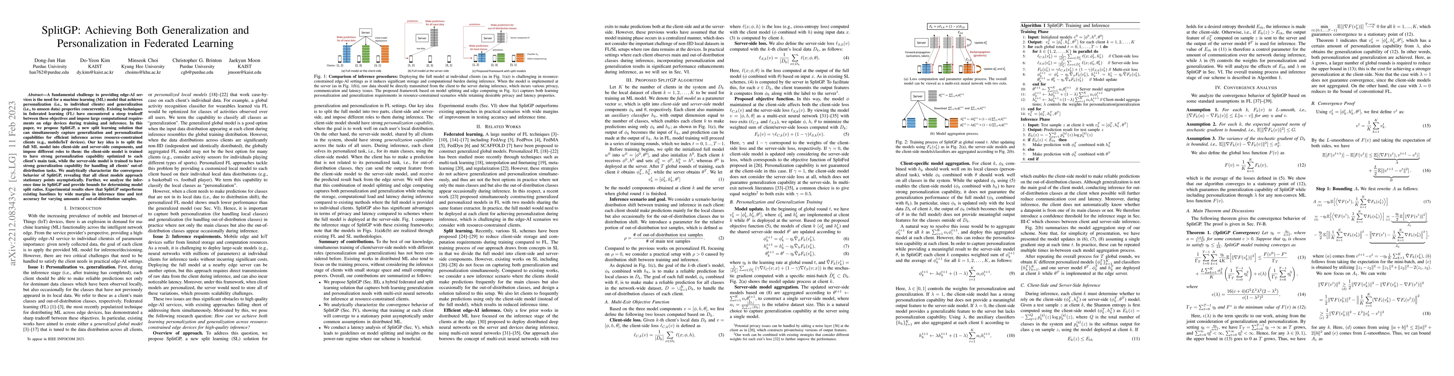 Thumbnail for SplitGP: Achieving Both Generalization and Personalization in Federated
  Learning