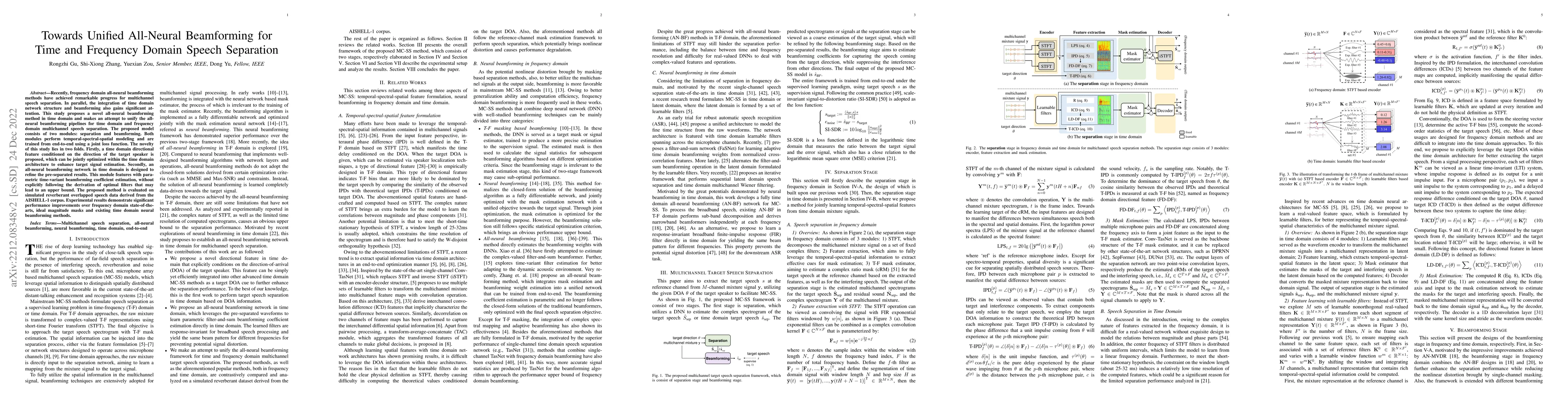 Thumbnail for Towards Unified All-Neural Beamforming for Time and Frequency Domain
  Speech Separation