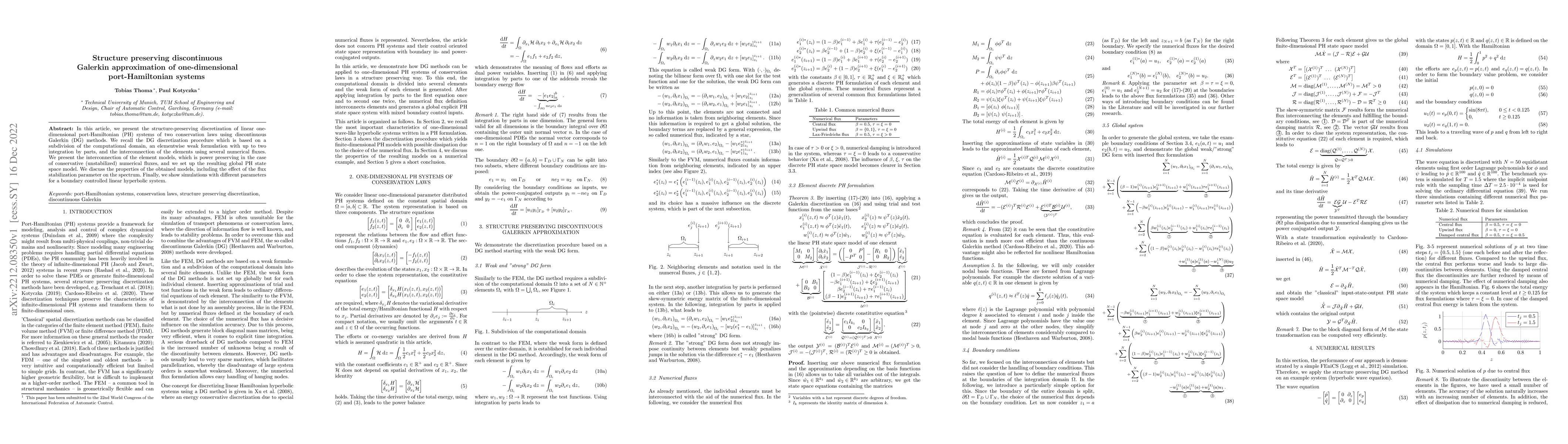 Thumbnail for Structure preserving discontinuous Galerkin approximation of
  one-dimensional port-Hamiltonian systems
