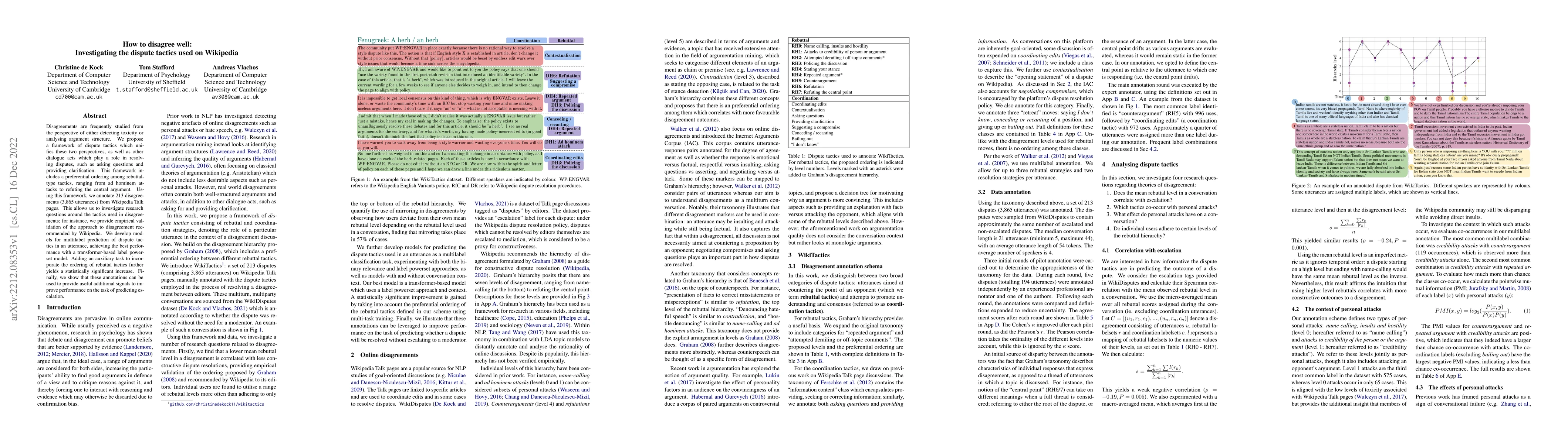 Thumbnail for How to disagree well: Investigating the dispute tactics used on
  Wikipedia