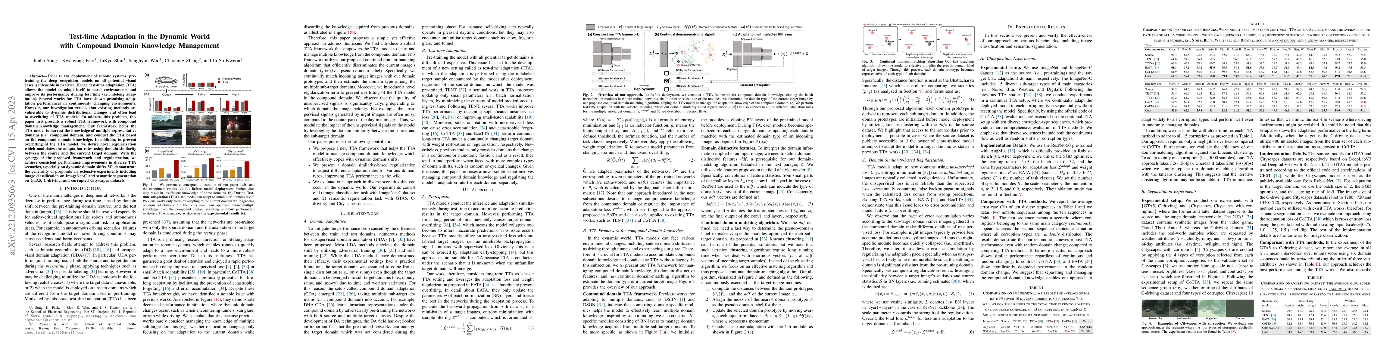 Thumbnail for Test-time Adaptation in the Dynamic World with Compound Domain Knowledge
  Management