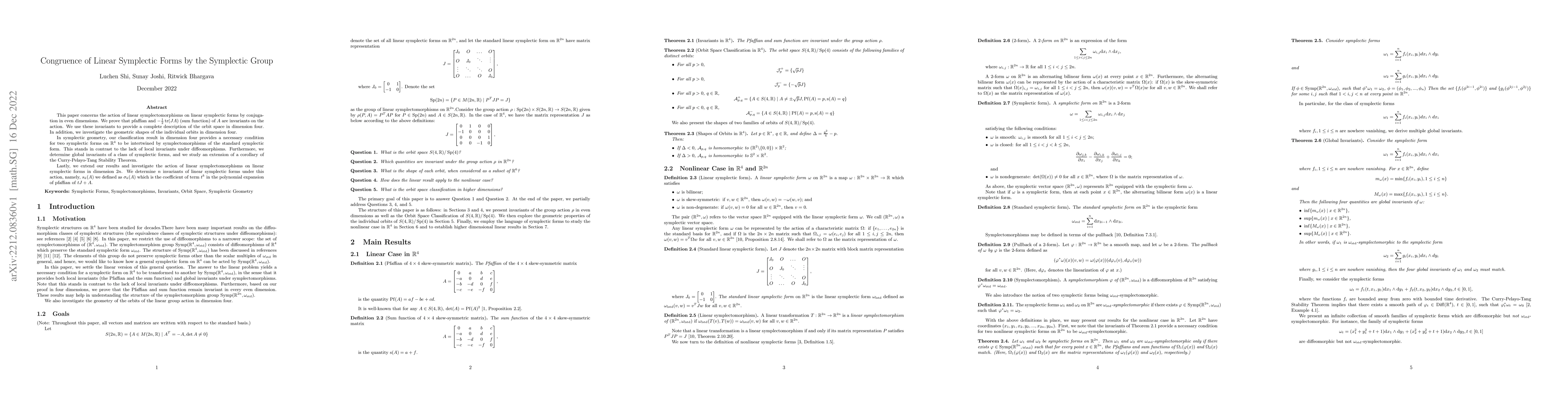Thumbnail for Congruence of Linear Symplectic Forms by the Symplectic Group