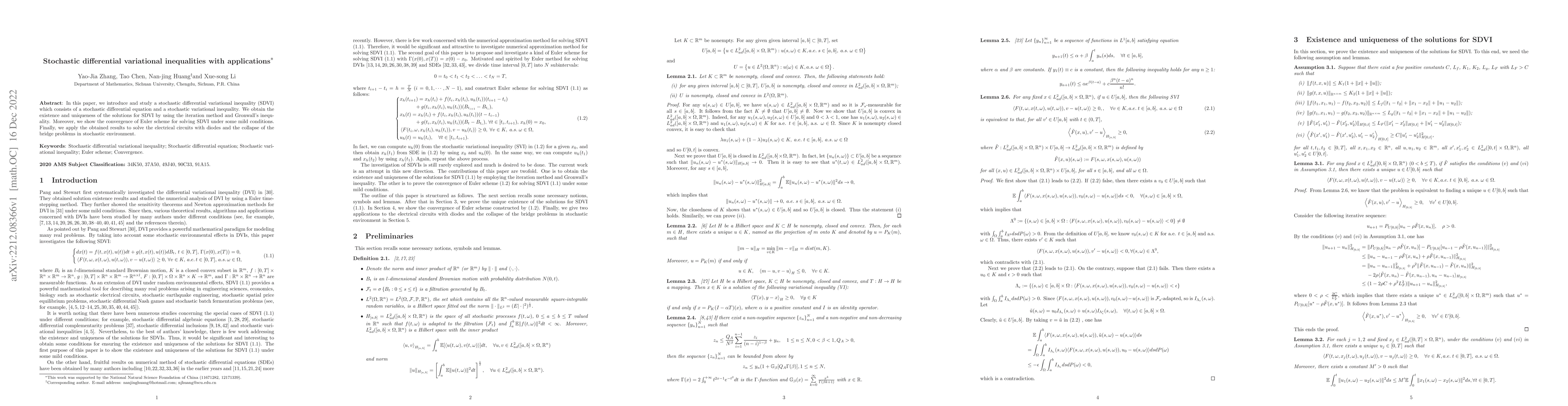 Thumbnail for Stochastic differential variational inequalities with applications