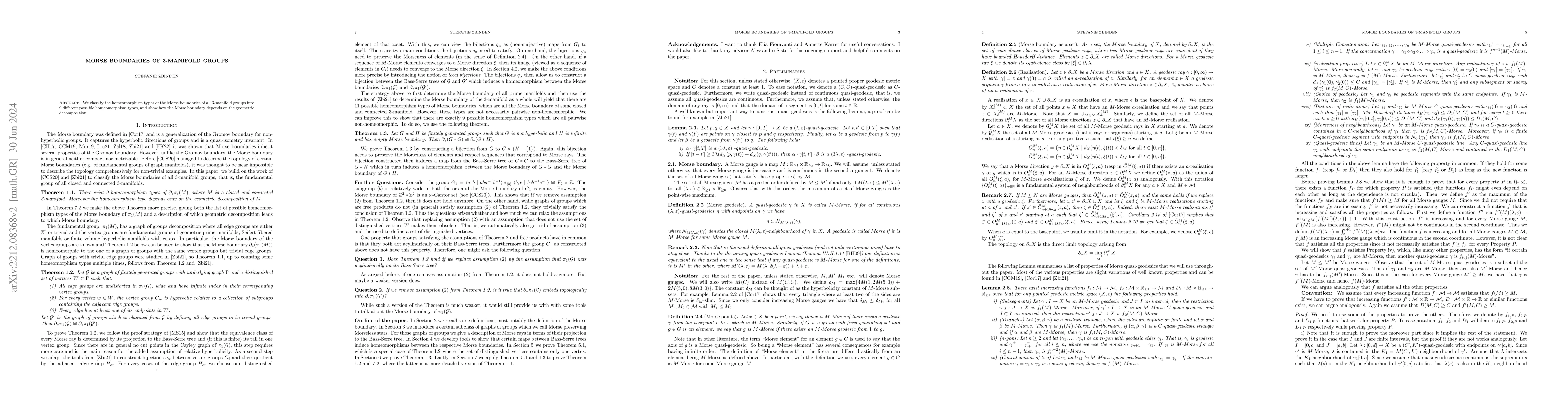 Thumbnail for Morse boundaries of 3-manifold groups