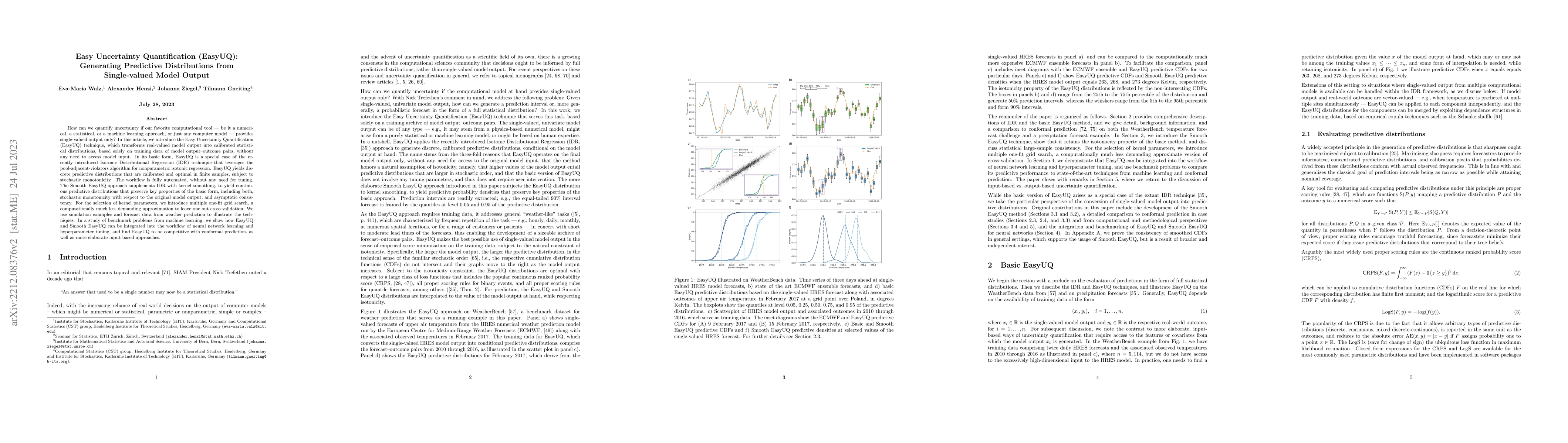 Thumbnail for Easy Uncertainty Quantification (EasyUQ): Generating Predictive
  Distributions from Single-valued Model Output