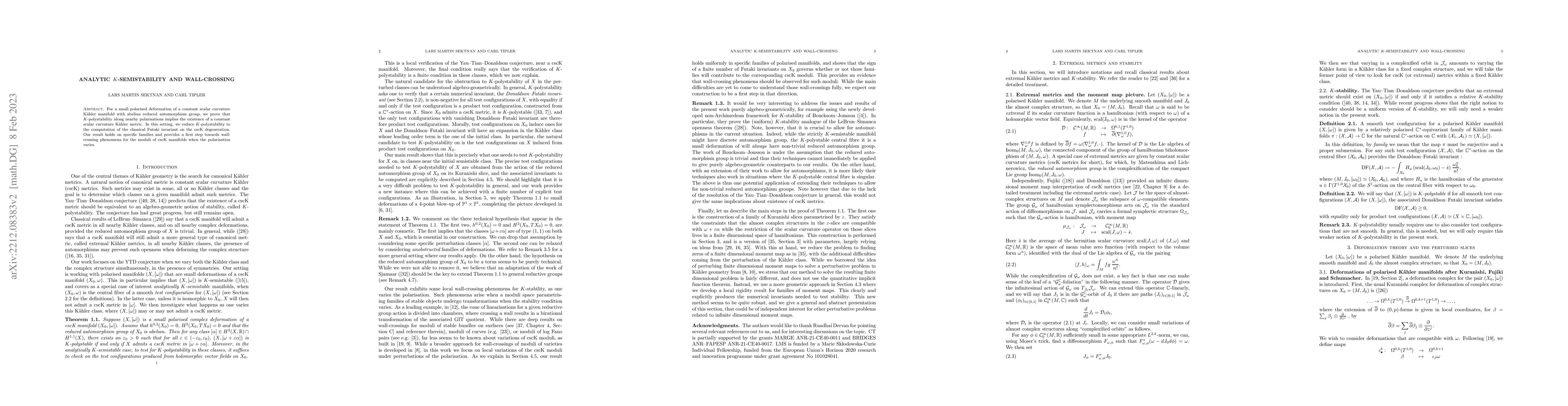 Thumbnail for Analytic K-semistability and wall-crossing