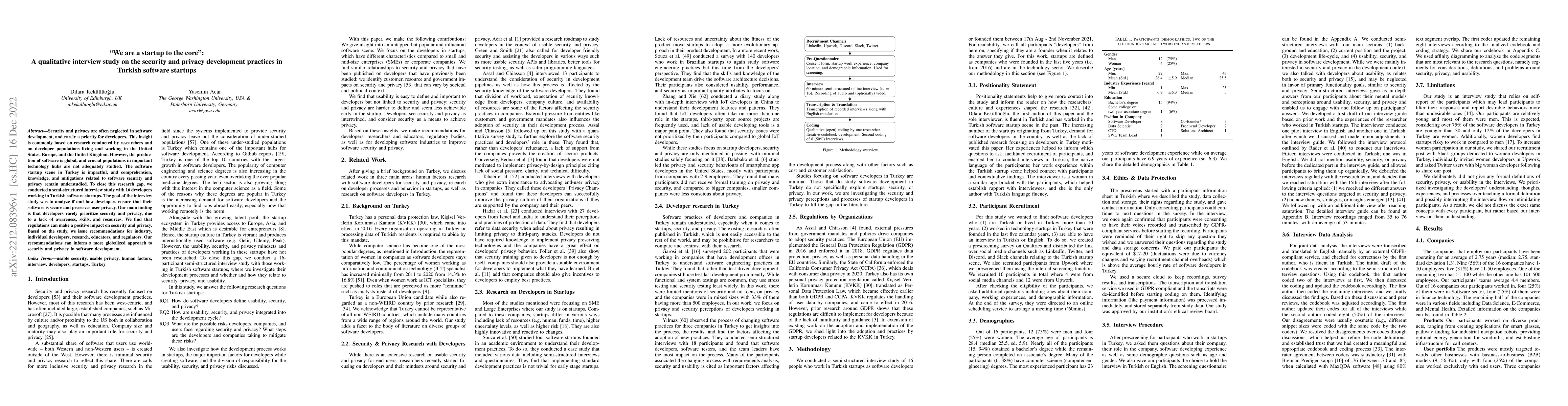 Thumbnail for "We are a startup to the core": A qualitative interview study on the
  security and privacy development practices in Turkish software startups
