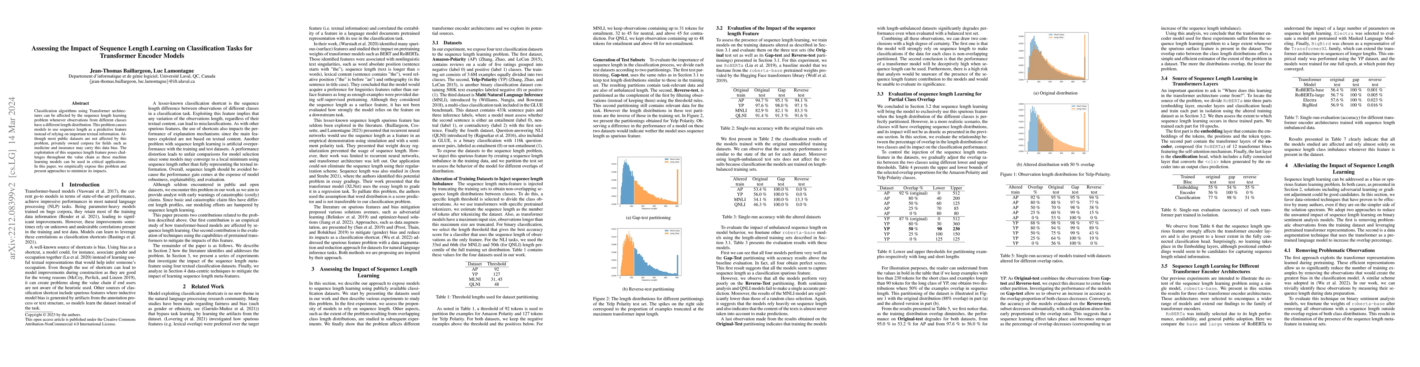 Thumbnail for Assessing the Impact of Sequence Length Learning on Classification Tasks
  for Transformer Encoder Models