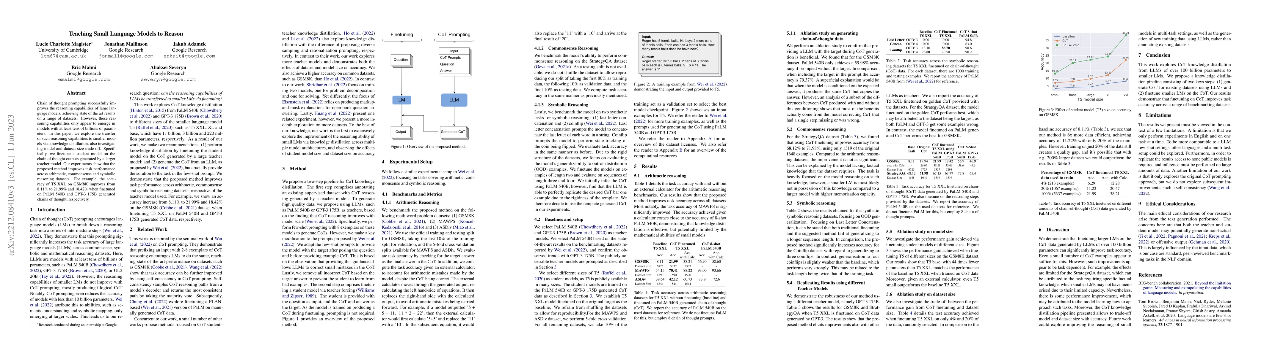 Thumbnail for Teaching Small Language Models to Reason