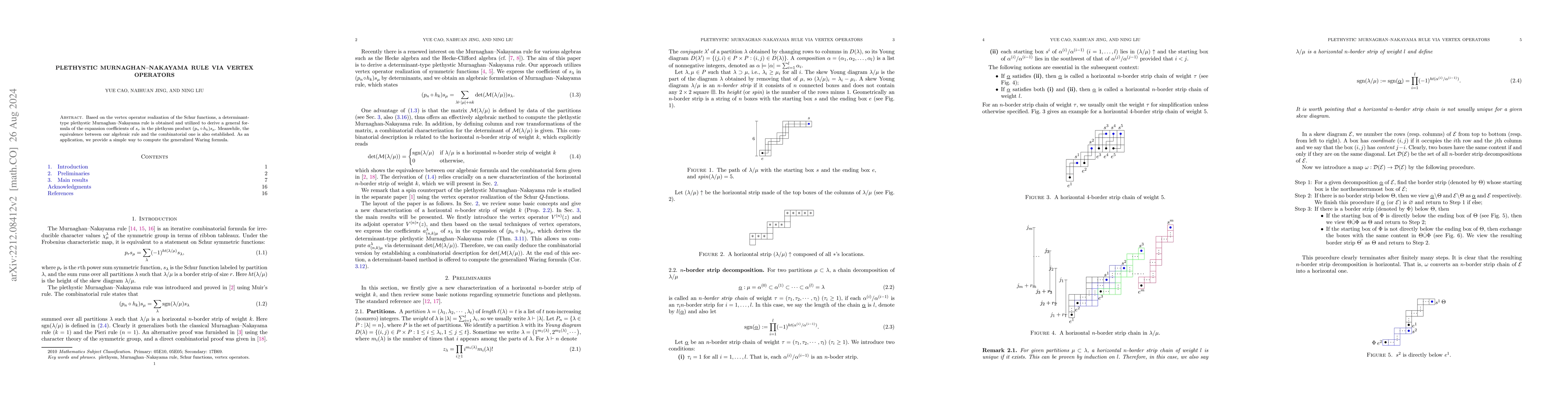 Thumbnail for Plethystic Murnaghan-Nakayama rule via vertex operators