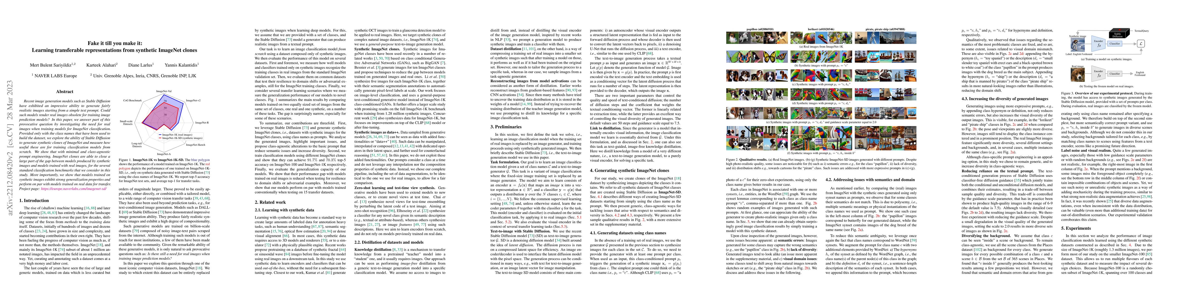 Thumbnail for Fake it till you make it: Learning transferable representations from
  synthetic ImageNet clones