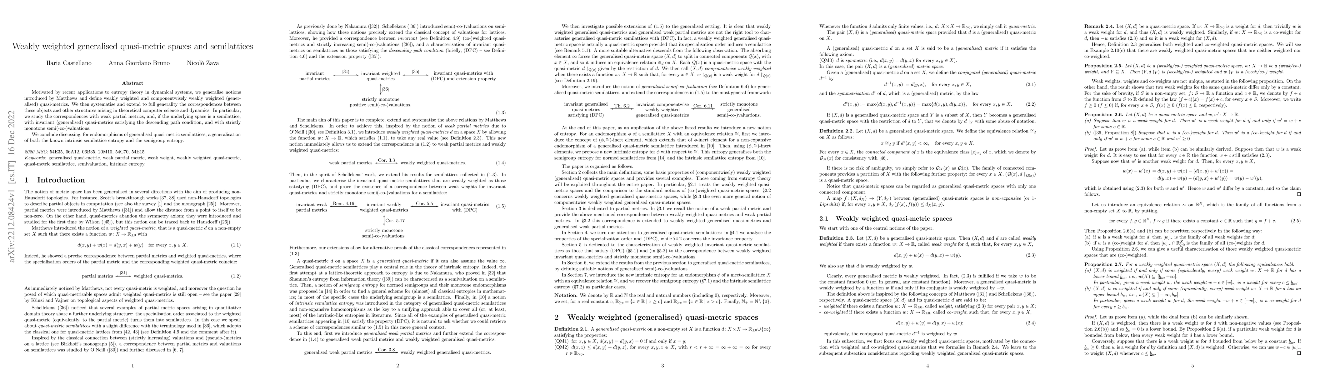 Thumbnail for Weakly weighted generalised quasi-metric spaces and semilattices