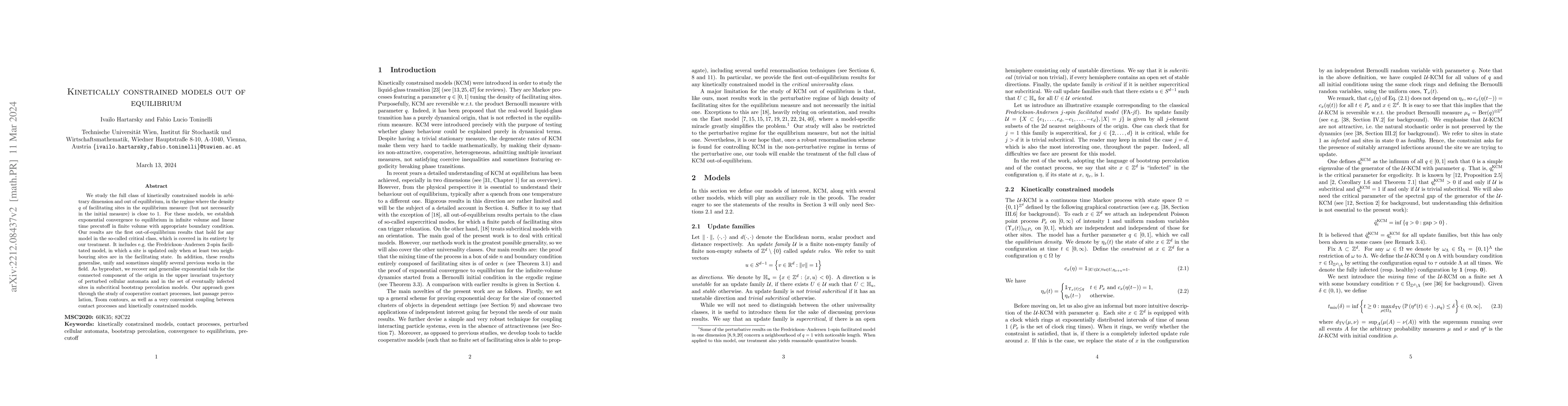 Thumbnail for Kinetically constrained models out of equilibrium