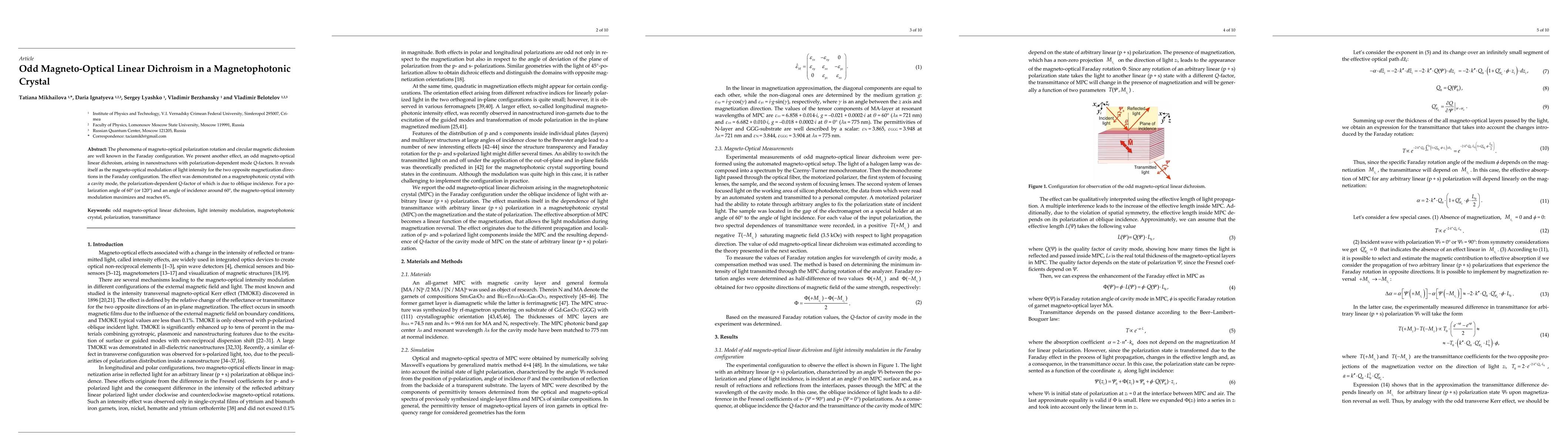 Thumbnail for Odd Magneto-Optical Linear Dichroism in a Magnetophotonic Crystal