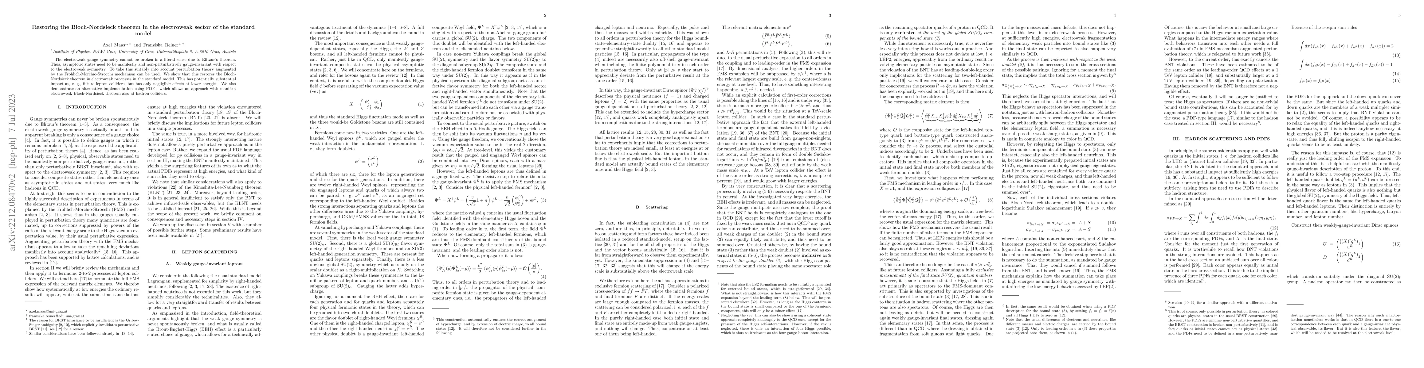 Thumbnail for Restoring the Bloch-Nordsieck theorem in the electroweak sector of the
  standard model