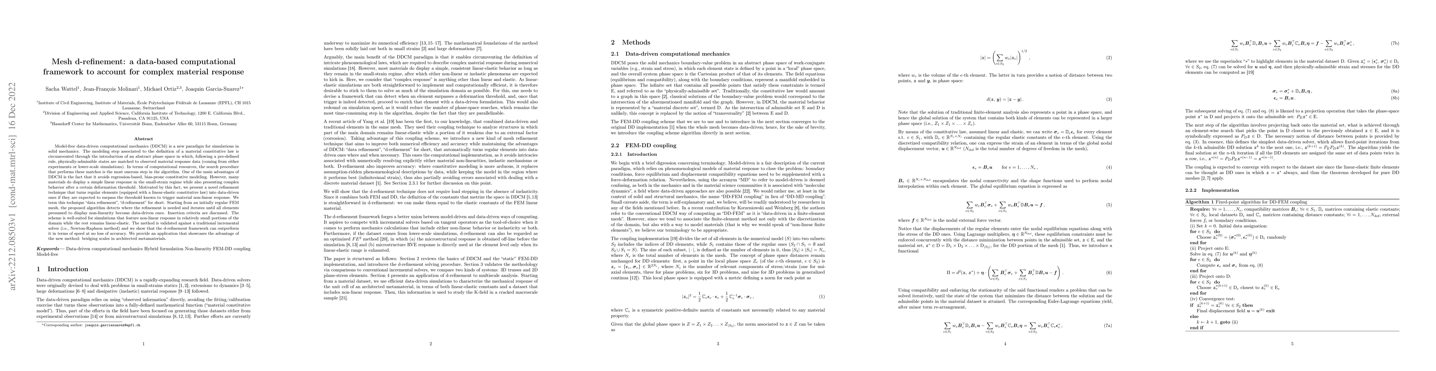 Thumbnail for Mesh d-refinement: a data-based computational framework to account for
  complex material response