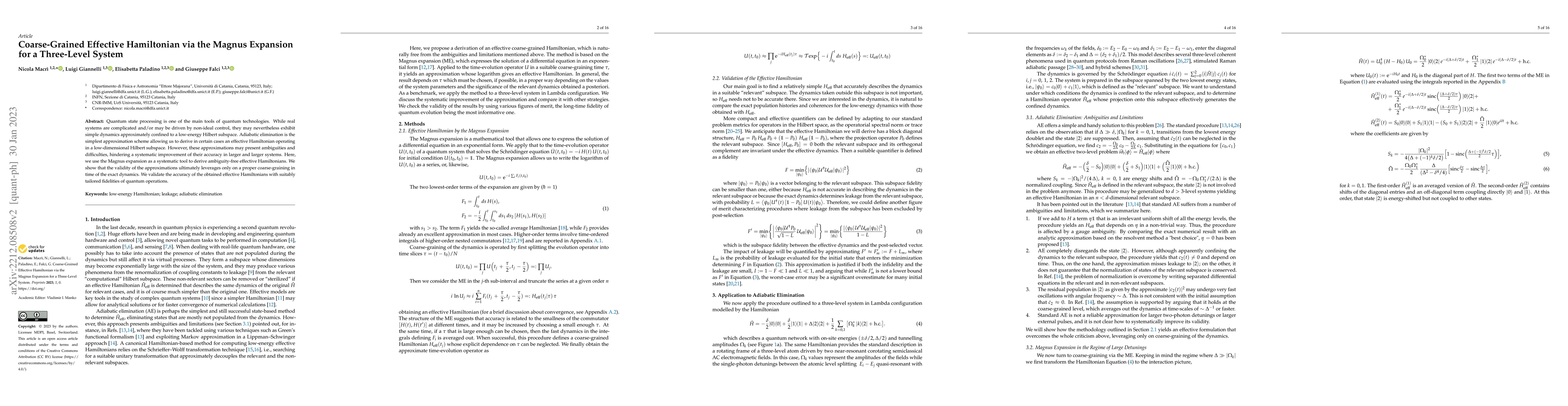 Thumbnail for Coarse-grained effective Hamiltonian via the Magnus Expansion for a
  three-level system