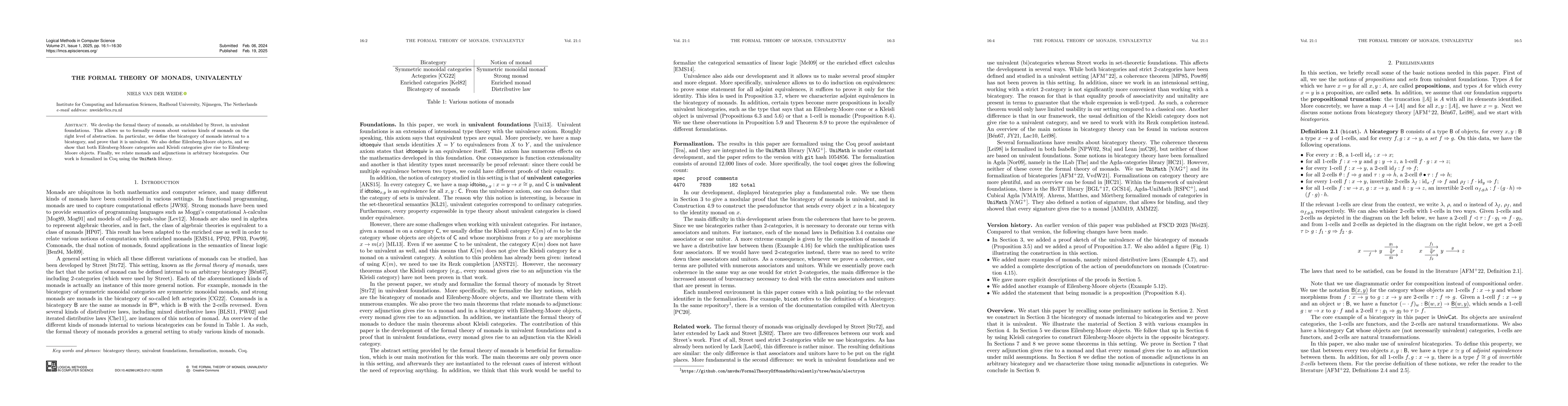 Thumbnail for The Formal Theory of Monads, Univalently