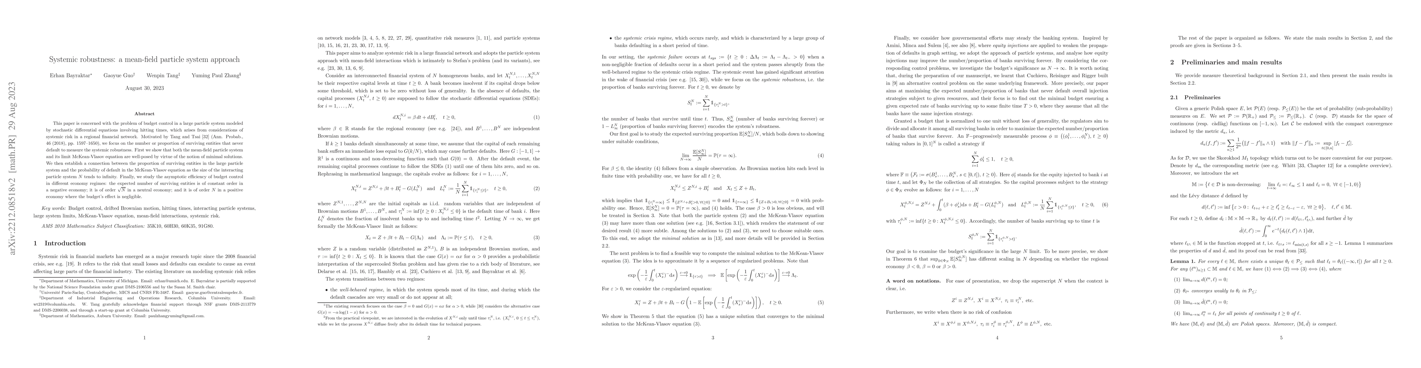 Thumbnail for Systemic robustness: a mean-field particle system approach