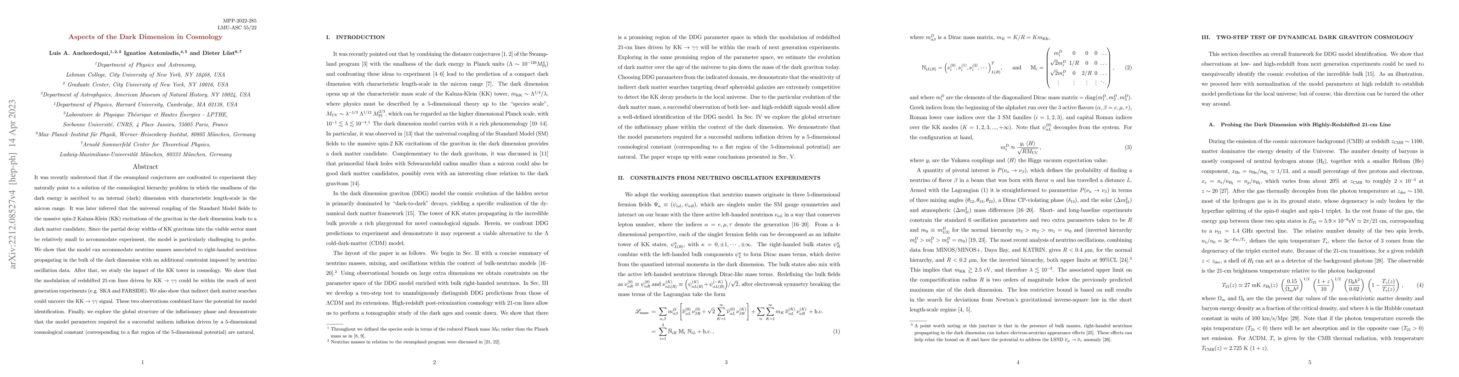 Thumbnail for Aspects of the Dark Dimension in Cosmology