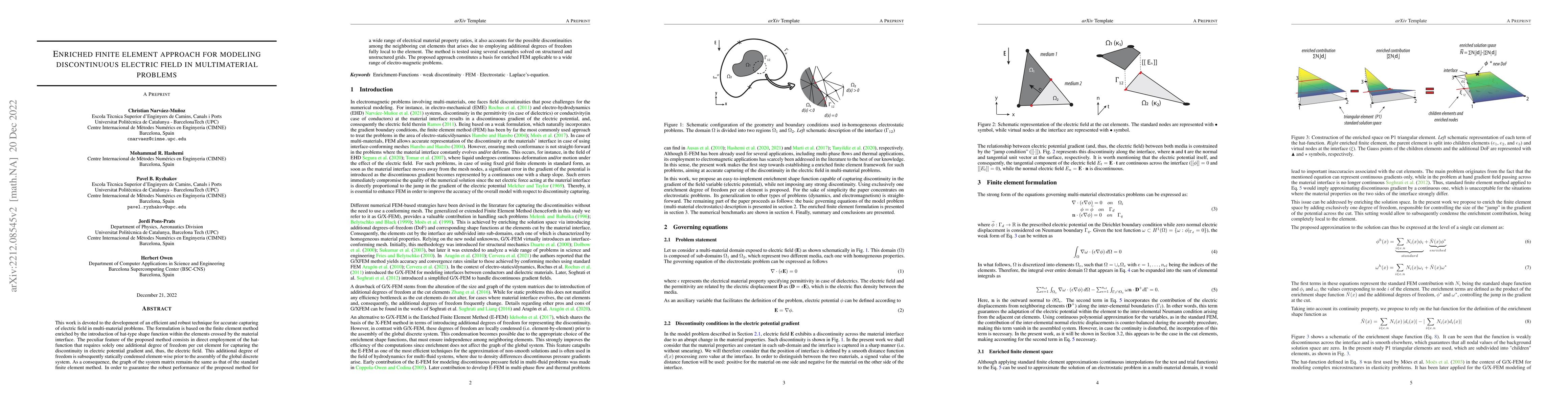 Thumbnail for Enriched finite element approach for modeling discontinuous electric
  field in multimaterial problems