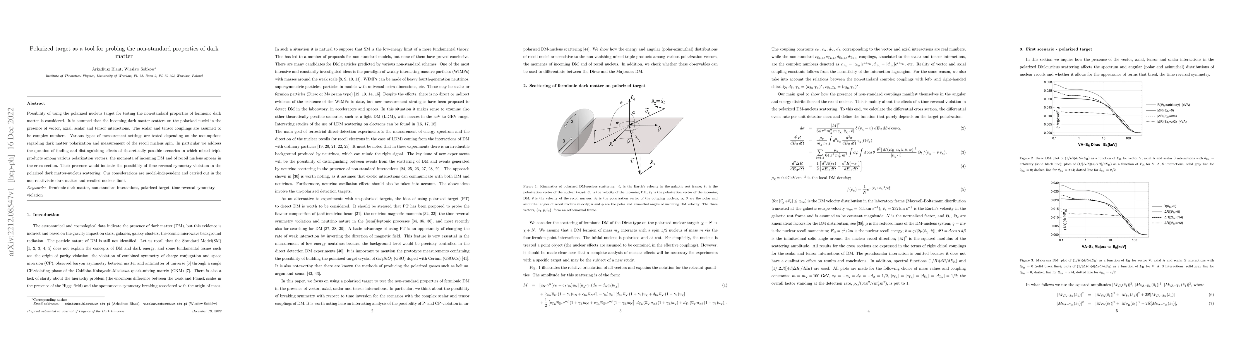 Thumbnail for Polarized target as a tool for probing the non-standard properties of
  dark matter
