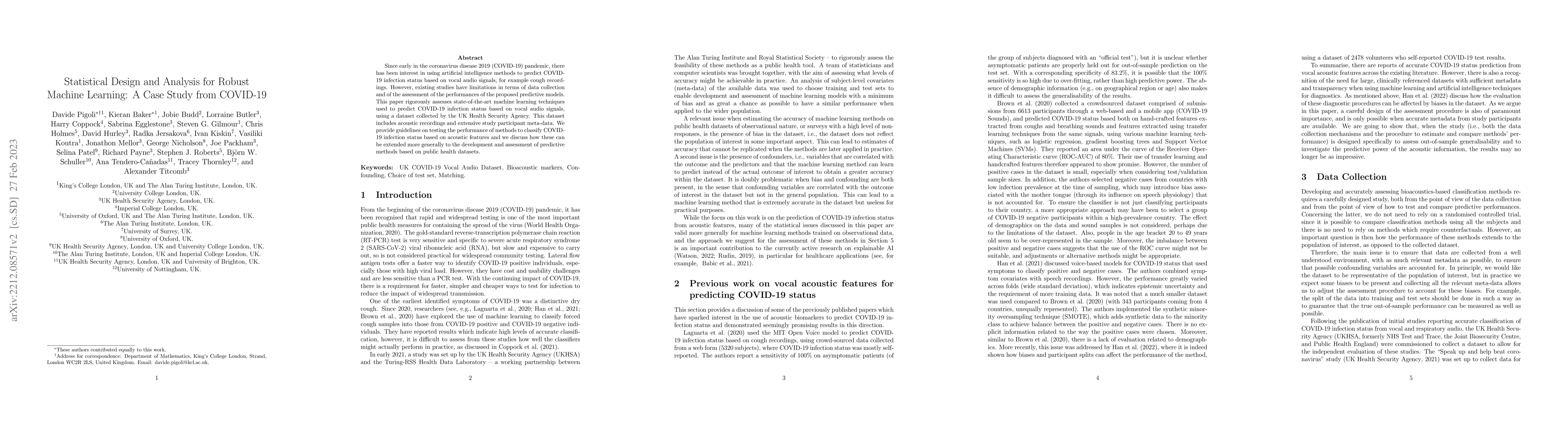 Thumbnail for Statistical Design and Analysis for Robust Machine Learning: A Case
  Study from COVID-19