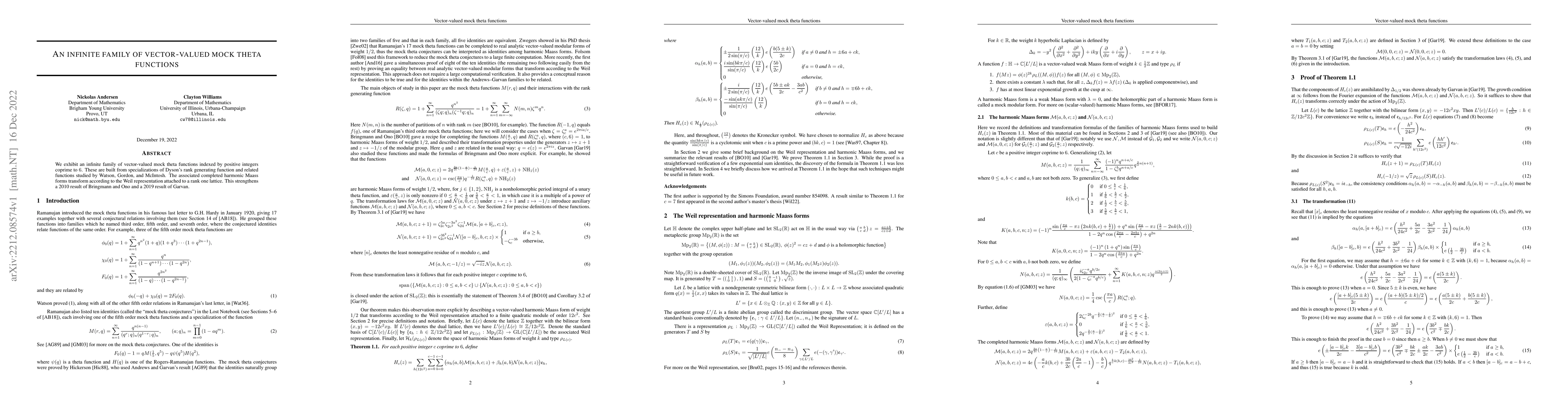 Thumbnail for An infinite family of vector-valued mock theta functions