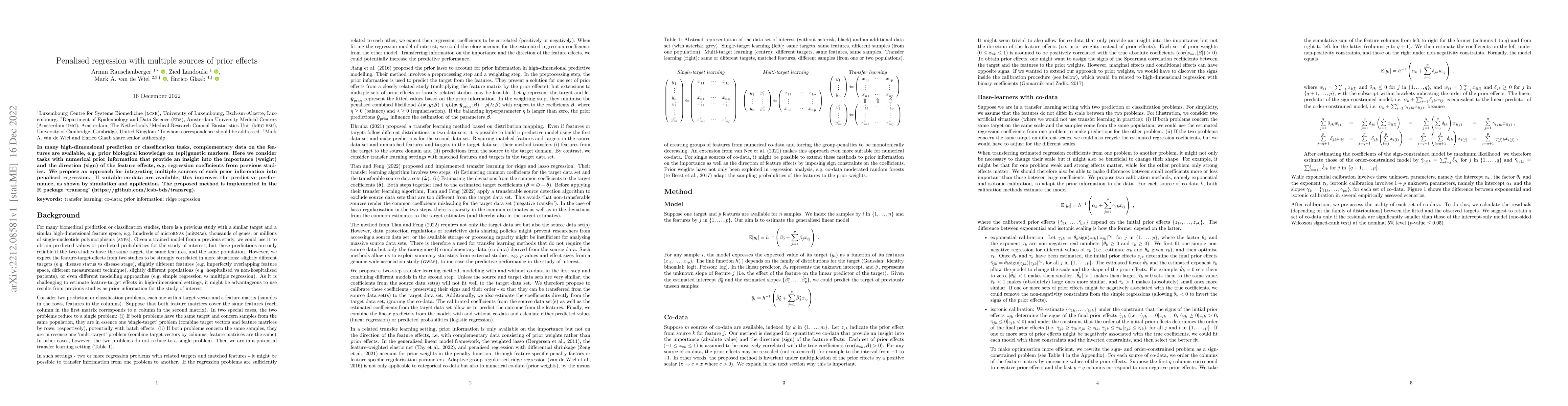 Thumbnail for Penalised regression with multiple sources of prior effects