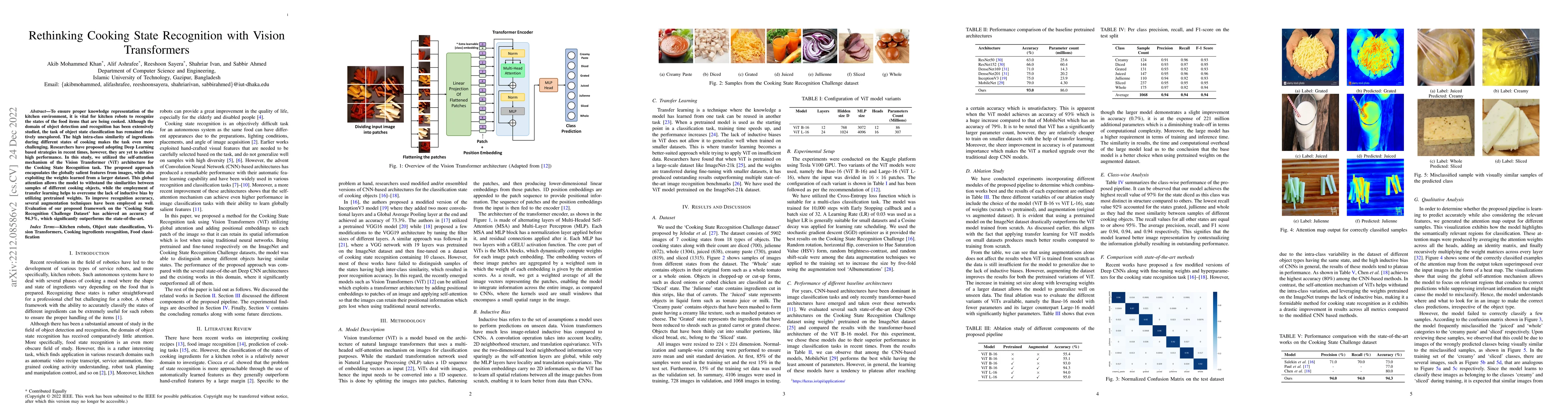 Thumbnail for Rethinking Cooking State Recognition with Vision Transformers