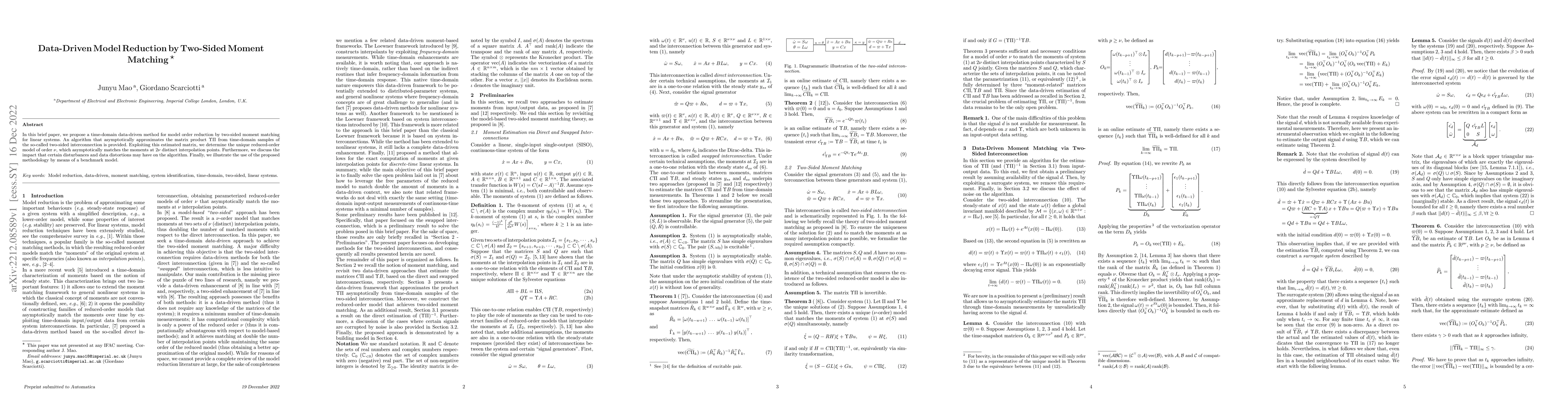 Thumbnail for Data-Driven Model Reduction by Two-Sided Moment Matching