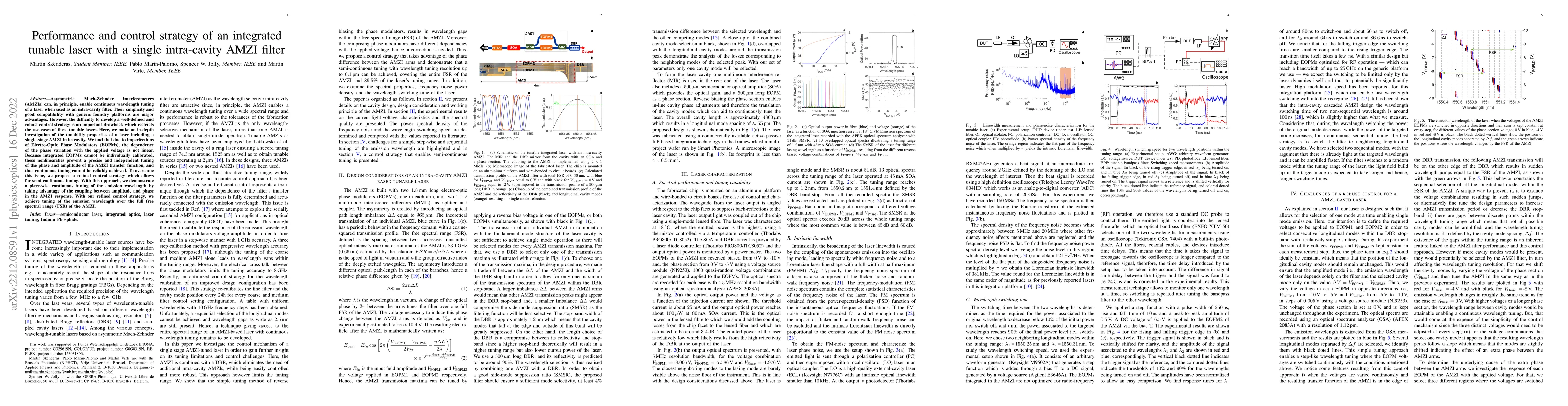 Thumbnail for Performance and control strategy of an integrated tunable laser with a
  single intra-cavity AMZI filter
