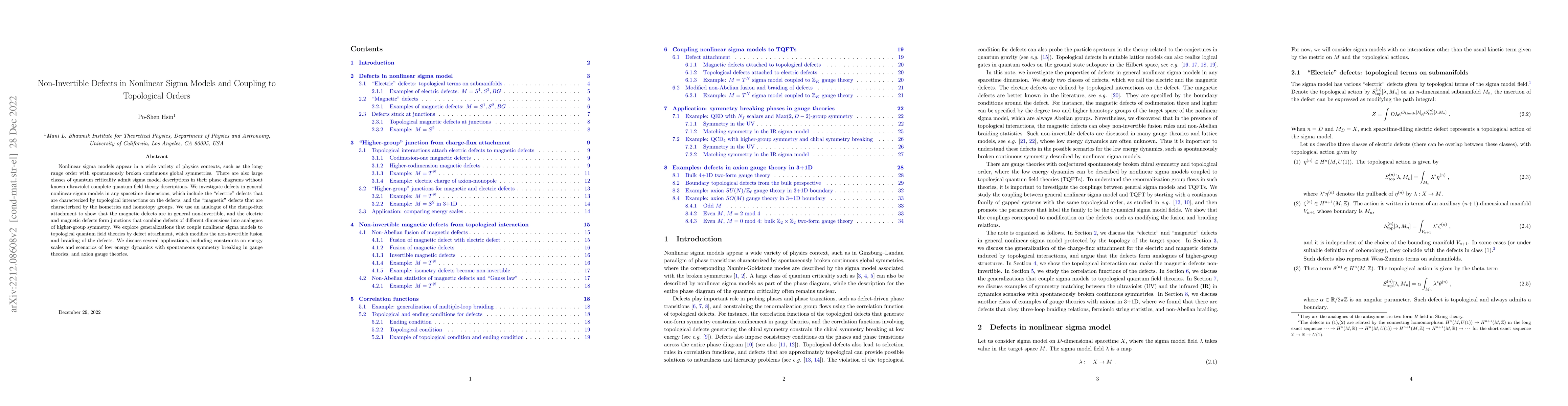 Thumbnail for Non-Invertible Defects in Nonlinear Sigma Models and Coupling to
  Topological Orders