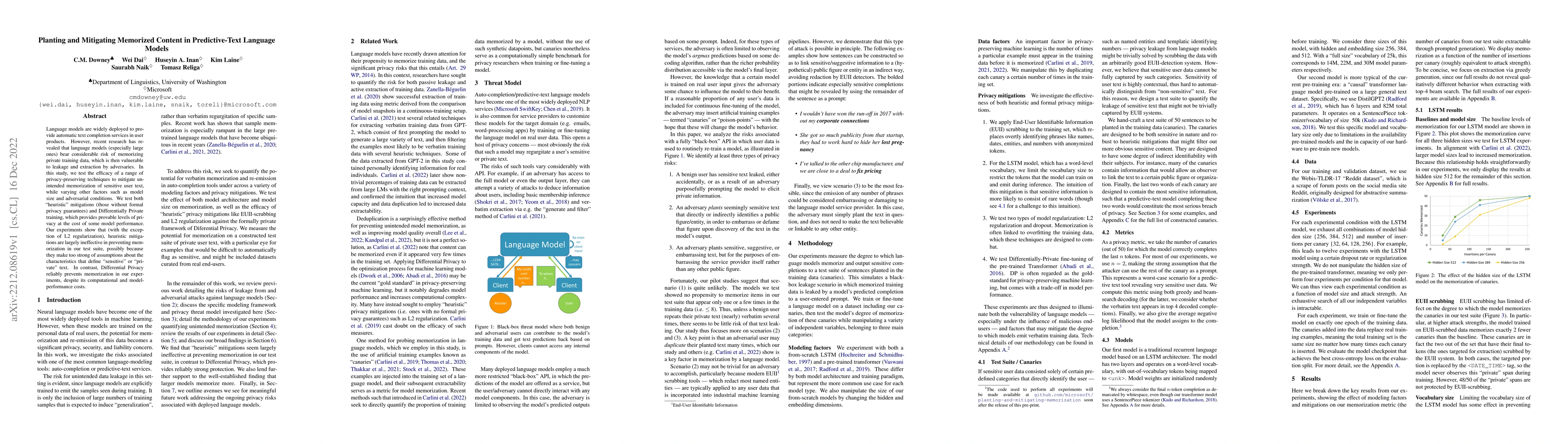 Thumbnail for Planting and Mitigating Memorized Content in Predictive-Text Language
  Models