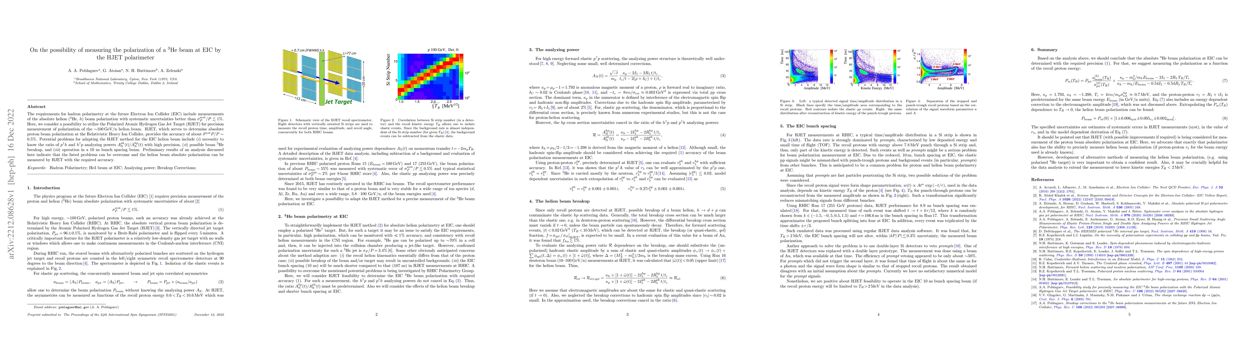 Thumbnail for On the possibility of measuring the polarization of a ${}^3\rm{He}$ beam
  at EIC by the HJET polarimeter