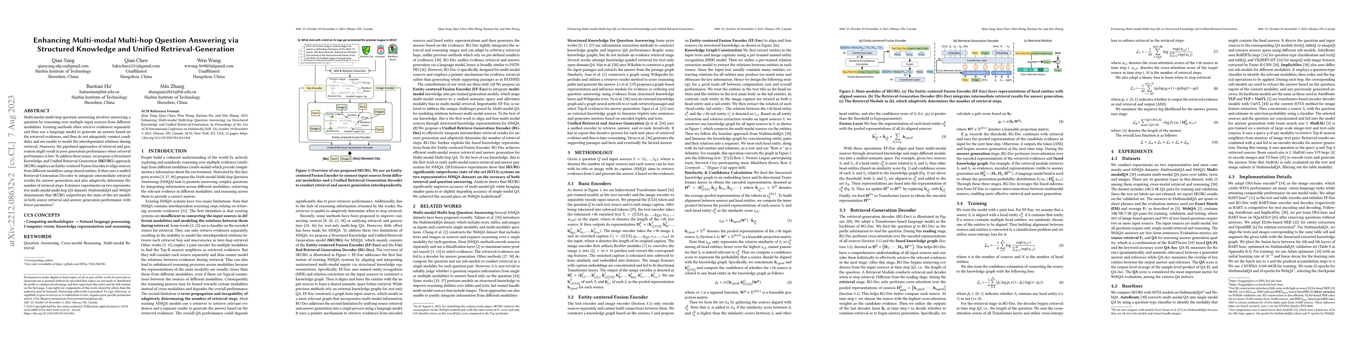 Thumbnail for Enhancing Multi-modal and Multi-hop Question Answering via Structured
  Knowledge and Unified Retrieval-Generation
