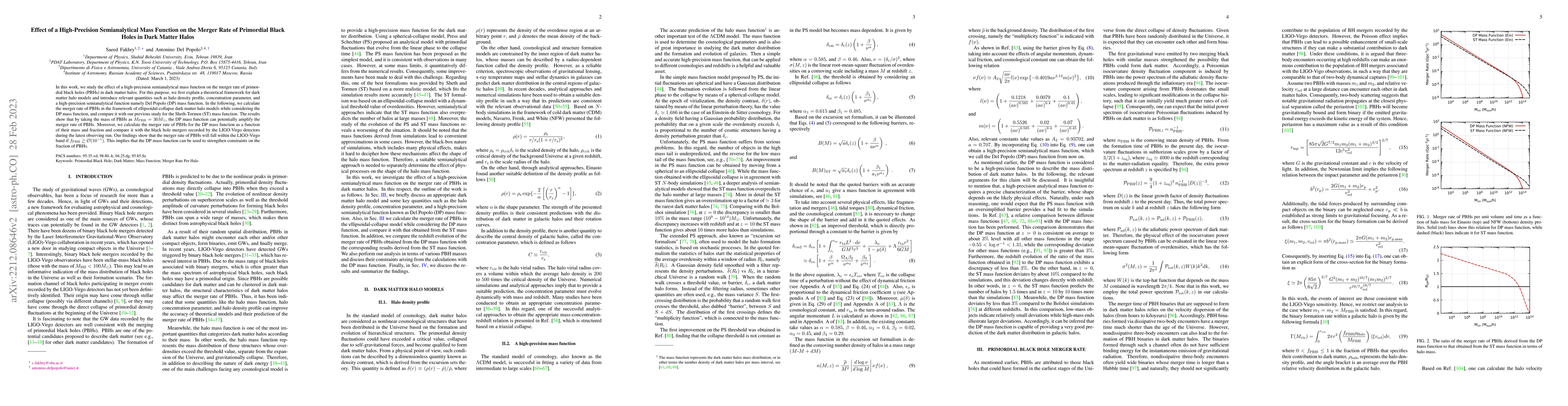 Thumbnail for Effect of a High-Precision Semi-Analytical Mass Function on the Merger
  Rate of Primordial Black Holes in Dark Matter Halos