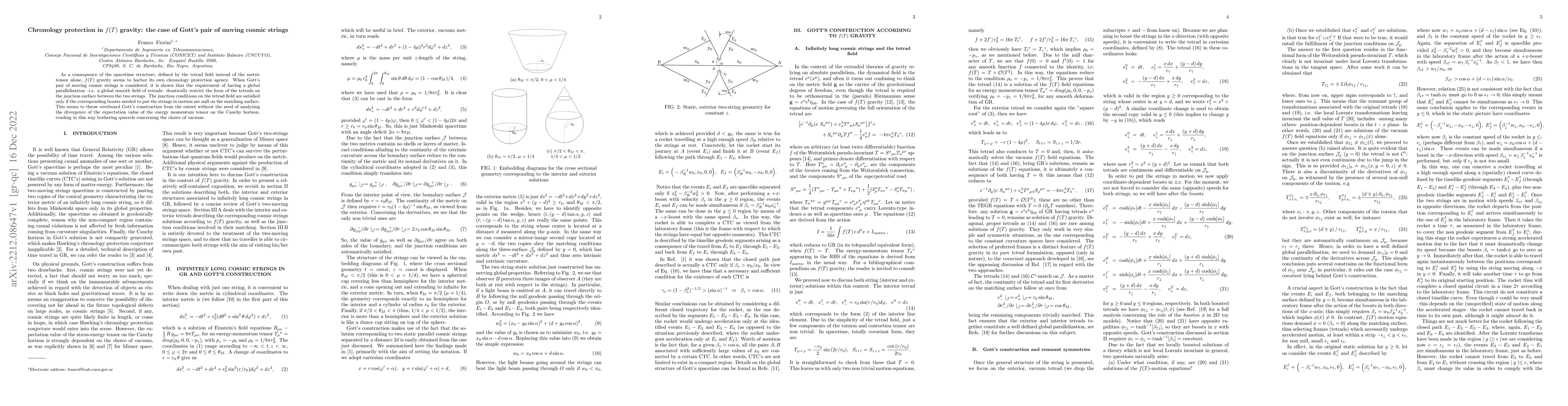 Thumbnail for Chronology protection in $f(T)$ gravity: the case of Gott's pair of
  moving cosmic strings