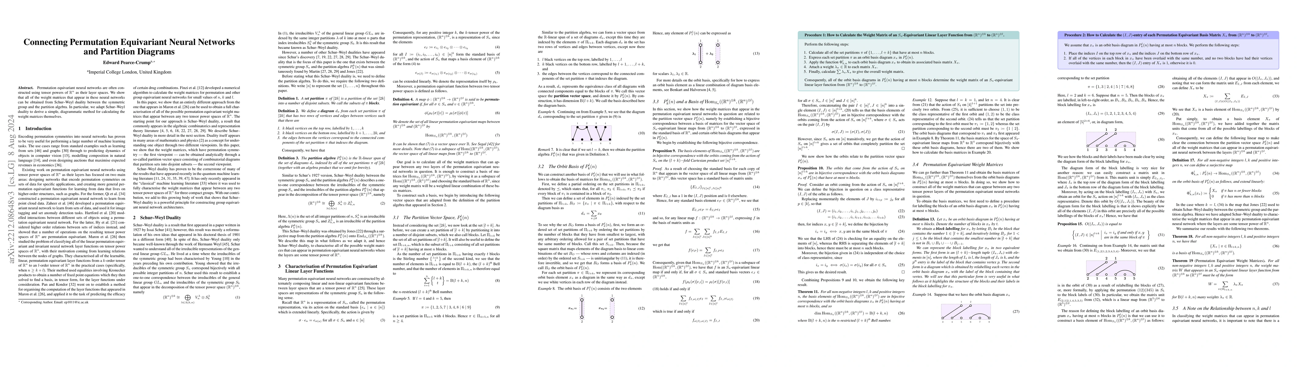 Thumbnail for Connecting Permutation Equivariant Neural Networks and Partition
  Diagrams