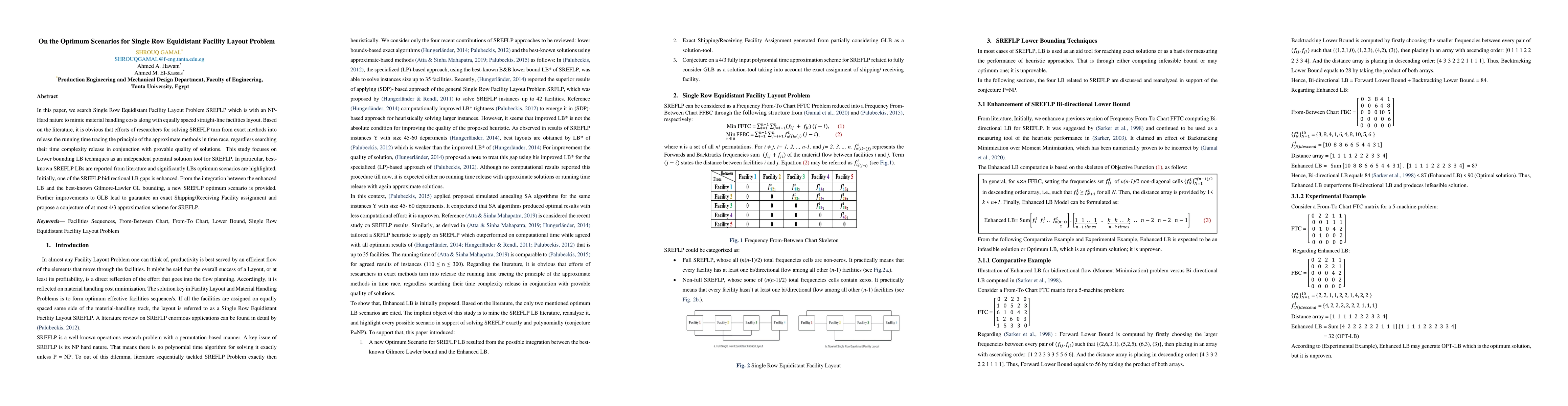 Thumbnail for On the Optimum Scenarios for Single Row Equidistant Facility Layout
  Problem