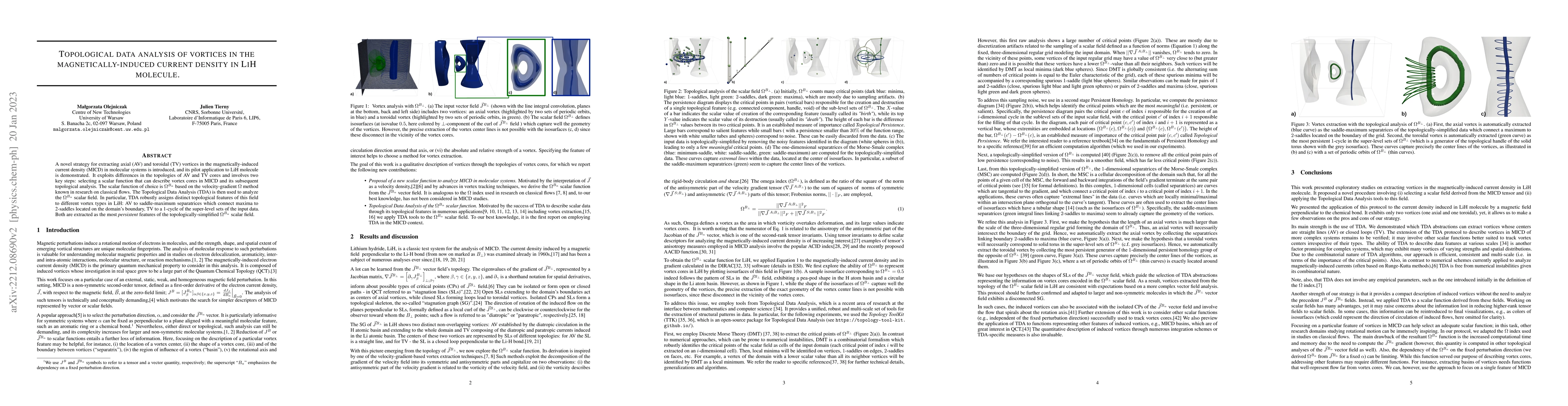Thumbnail for Topological data analysis of vortices in the magnetically-induced
  current density in LiH molecule