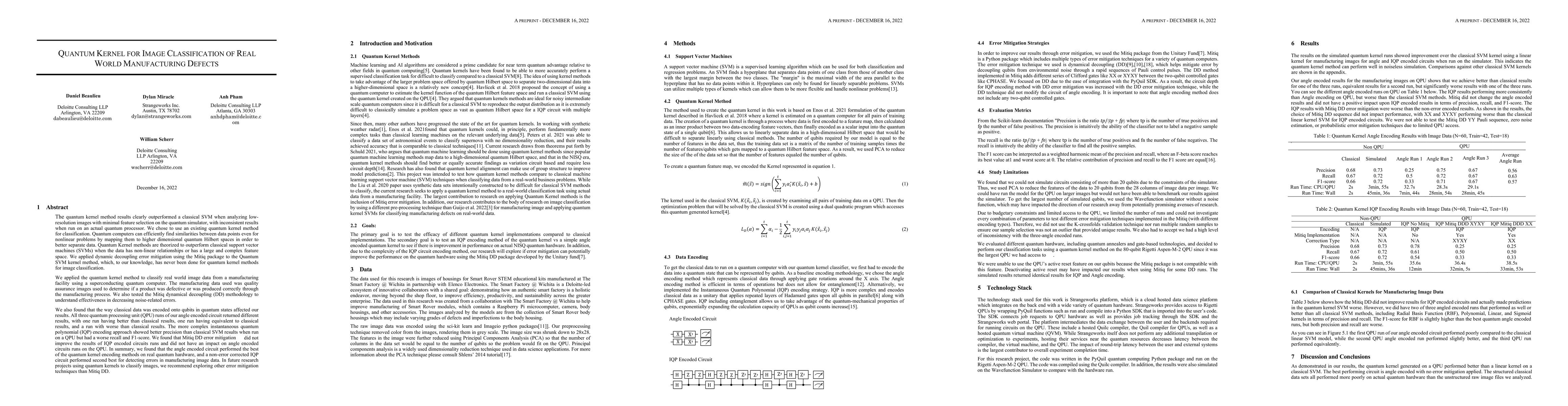 Thumbnail for Quantum Kernel for Image Classification of Real World Manufacturing
  Defects