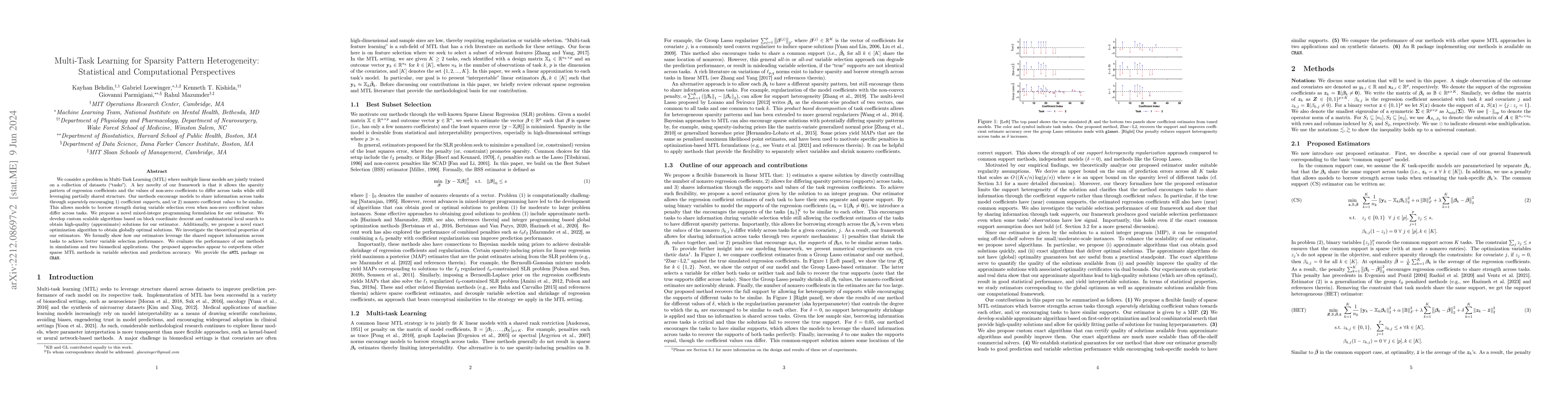 Thumbnail for Multi-Task Learning for Sparsity Pattern Heterogeneity: Statistical and
  Computational Perspectives