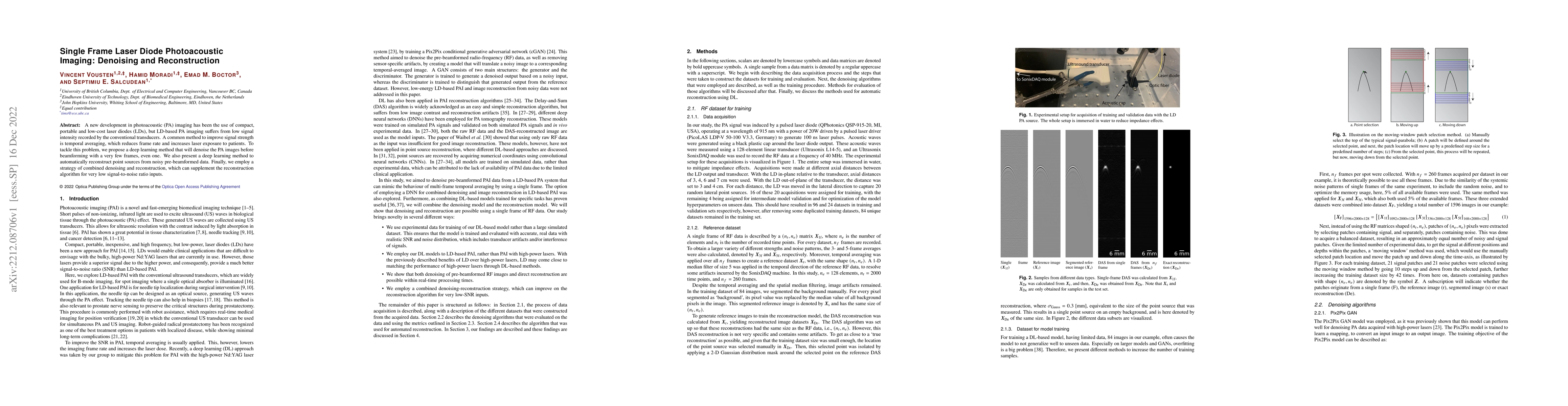 Thumbnail for Single Frame Laser Diode Photoacoustic Imaging: Denoising and
  Reconstruction