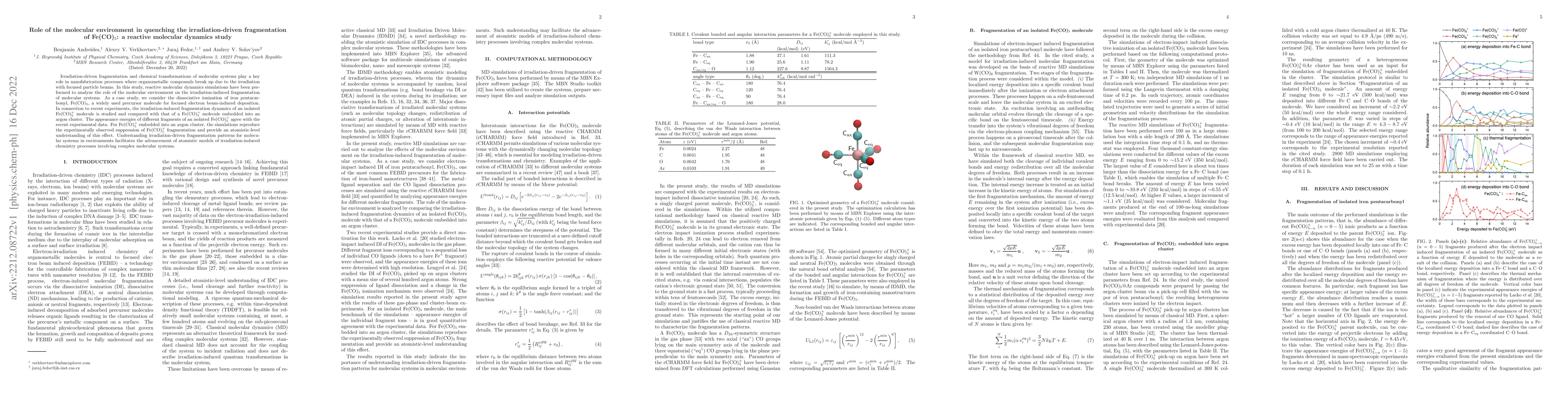Thumbnail for Role of the molecular environment in quenching the irradiation-driven
  fragmentation of Fe(CO)$_5$: a reactive molecular dynamics study
