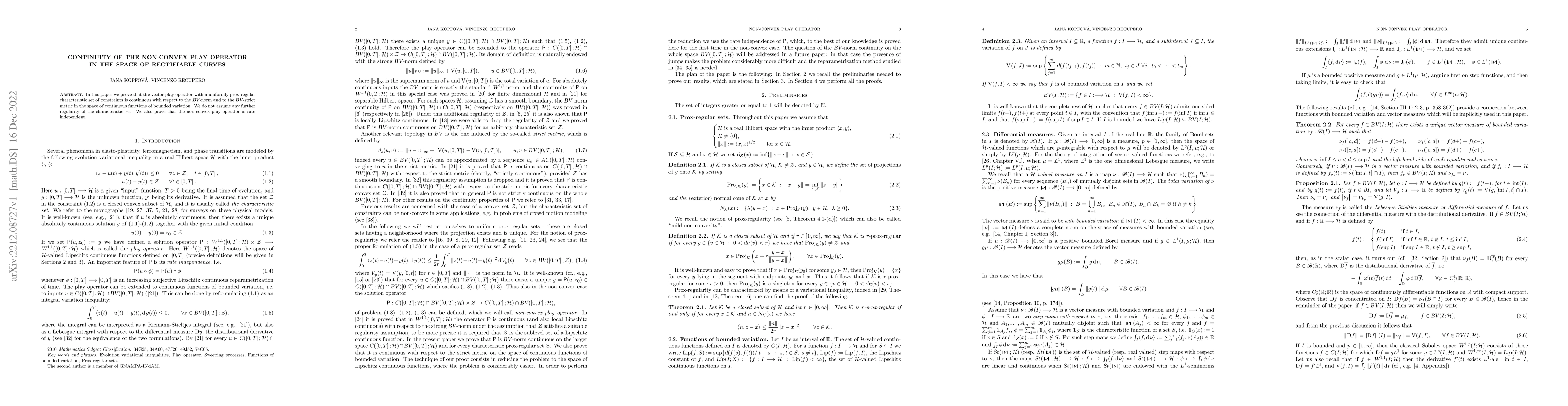 Thumbnail for Continuity of the non-convex play operator in the space of rectifiable
  curves