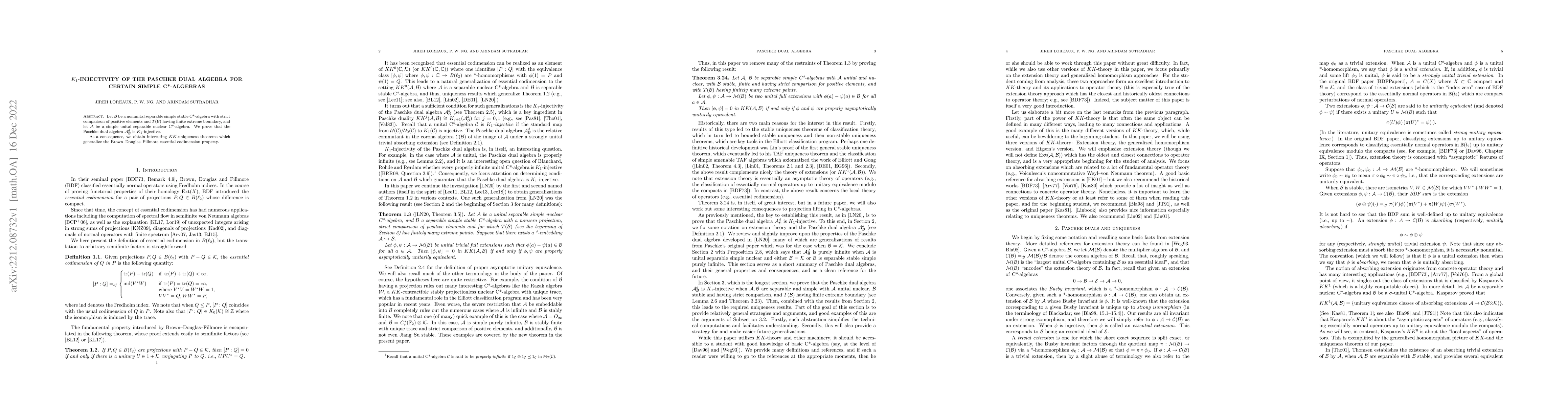 Thumbnail for k1-injectivity of the Paschke dual algebra for certain simple
  C*-algebras