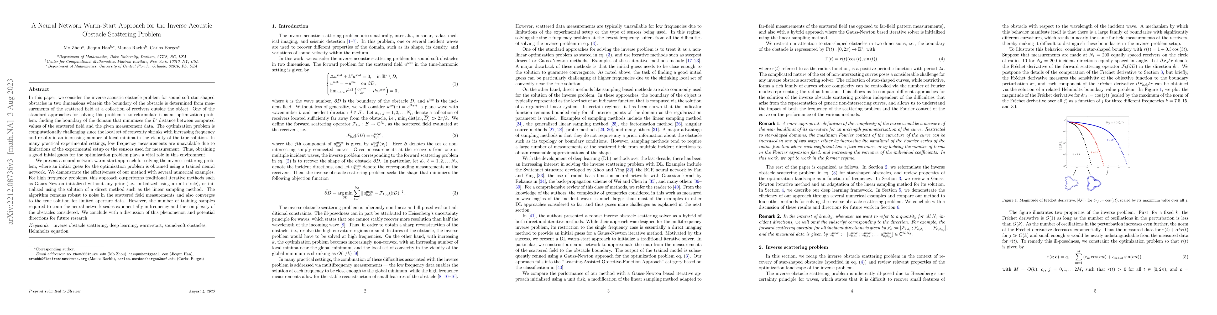 Thumbnail for A Neural Network Warm-Start Approach for the Inverse Acoustic Obstacle
  Scattering Problem