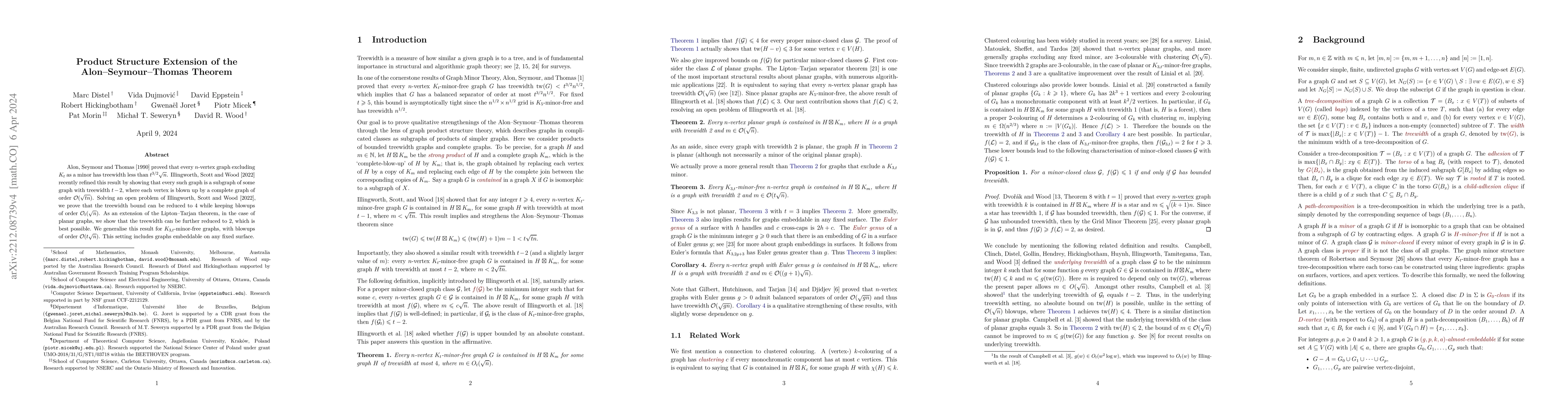 Thumbnail for Product structure extension of the Alon--Seymour--Thomas theorem