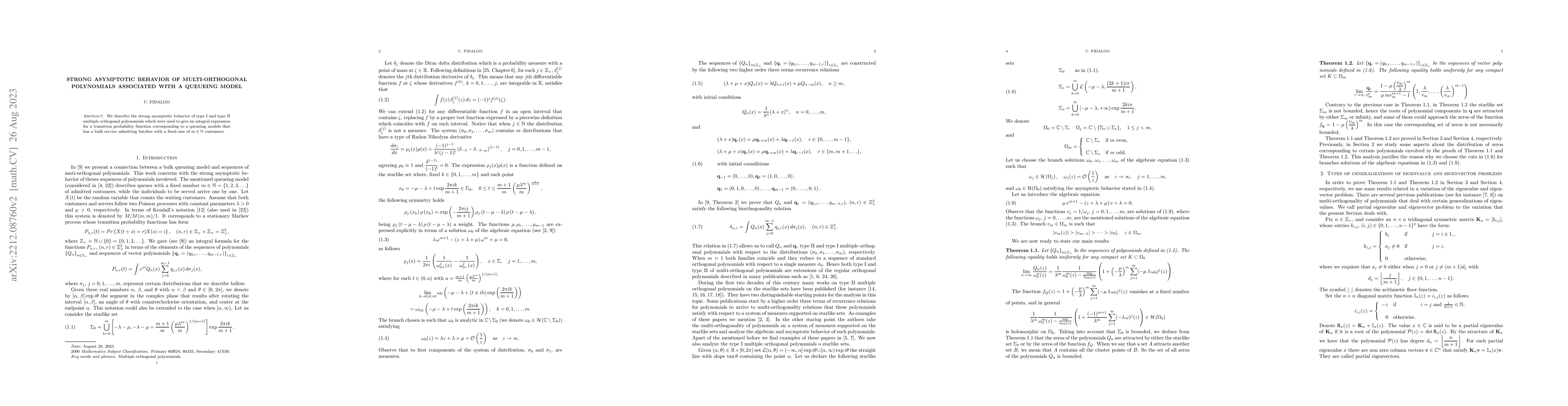 Thumbnail for Strong asymptotic behavior of multi-orthogonal polynomials associated
  with a queueing model